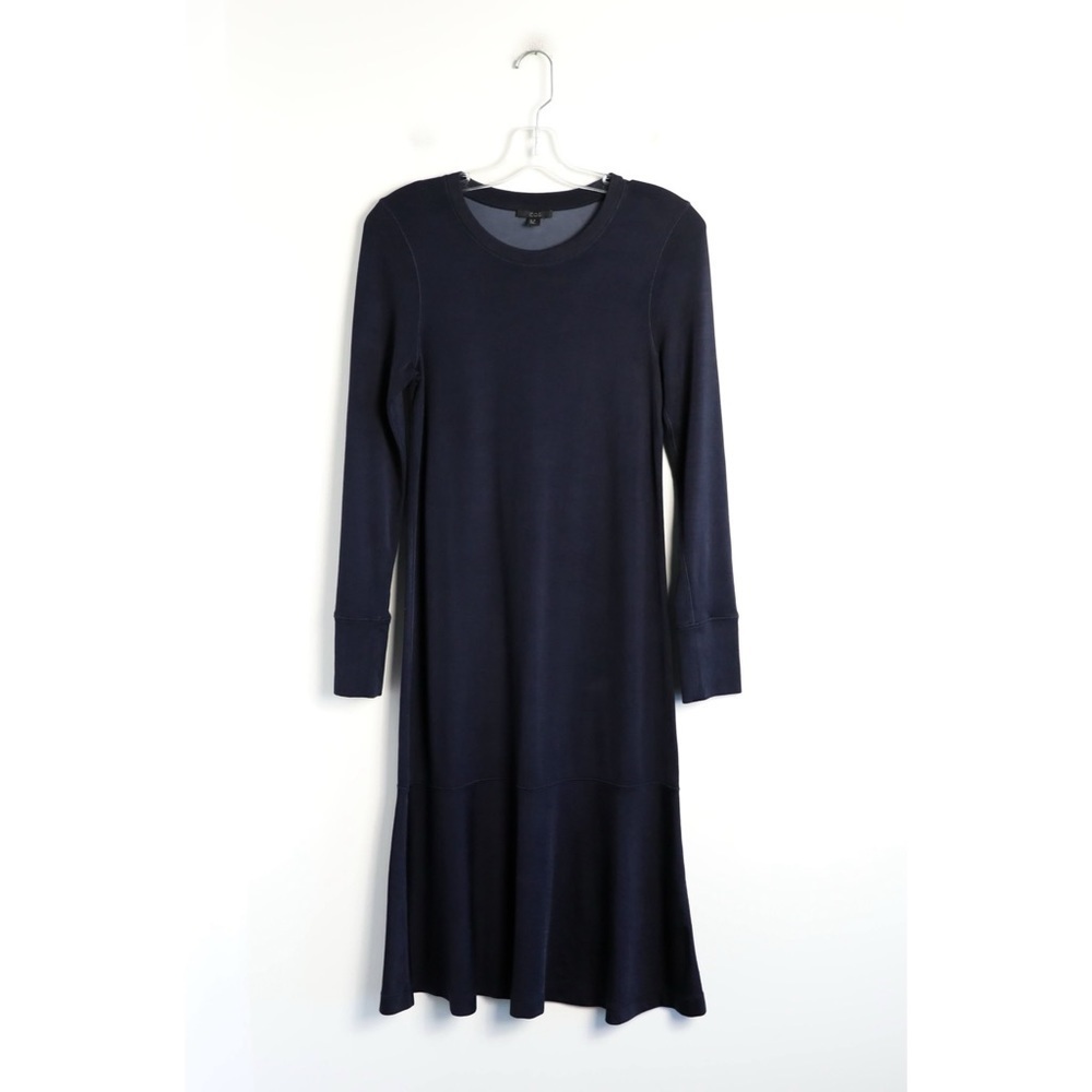 COS dark navy blue knit midi dress long sleeve knit midnight office XS business